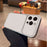 For iPhone 16 Pro Max Case PU Leather Texture Shockproof TPU Protective Phone Cover - White - 4