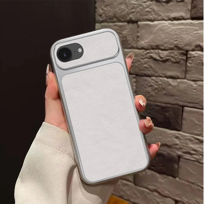 For iPhone 17e / 16e Case PU Leather Texture Shockproof TPU Protective Phone Cover - White - 3