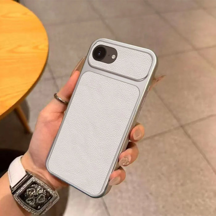 For iPhone 17e / 16e Case PU Leather Texture Shockproof TPU Protective Phone Cover - White - 5