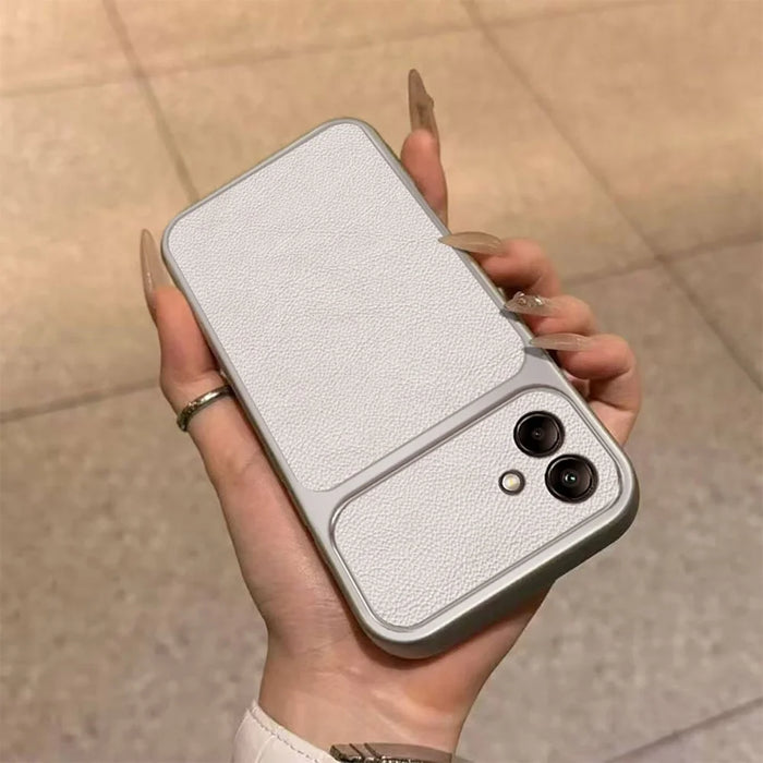 For Samsung Galaxy A06 4G Case PU Leather Texture Shockproof TPU Protective Phone Cover - White - 2