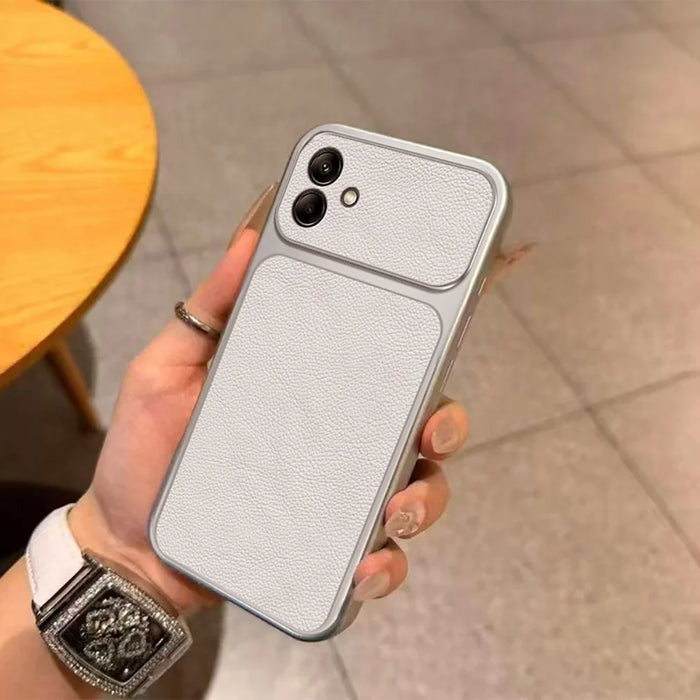 For Samsung Galaxy A06 4G Case PU Leather Texture Shockproof TPU Protective Phone Cover - White - 5