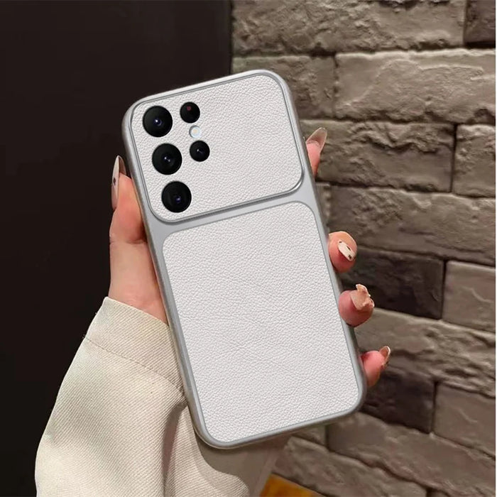 For Samsung Galaxy S26 Ultra Case PU Leather Texture Shockproof TPU Protective Phone Cover - White - 3