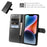 For iPhone 14 Wallet Case Crazy Horse Texture Leather Flip Phone Cover with Magnetic Closure - Black - 3