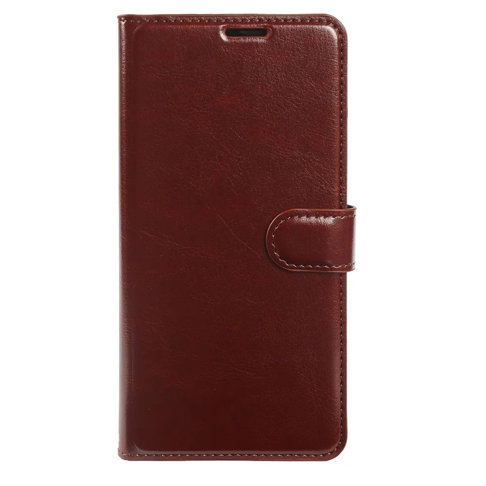 For Samsung Galaxy S22+ 5G Wallet Case Crazy Horse Texture Leather Flip Phone Cover with Magnetic Closure - Brown - 6