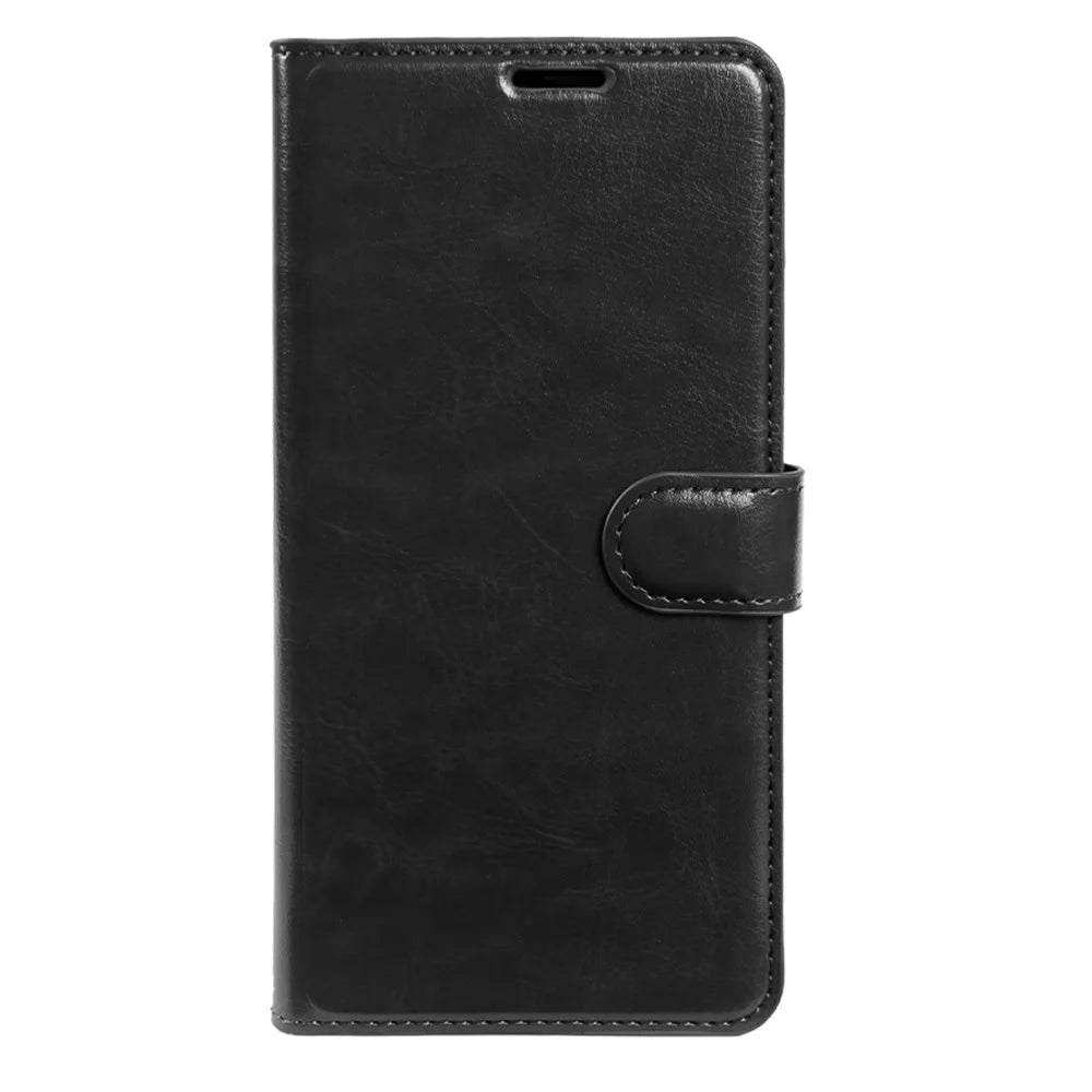For Samsung Galaxy S22 5G Wallet Case Crazy Horse Texture Leather Flip Phone Cover with Magnetic Closure - Black - 6