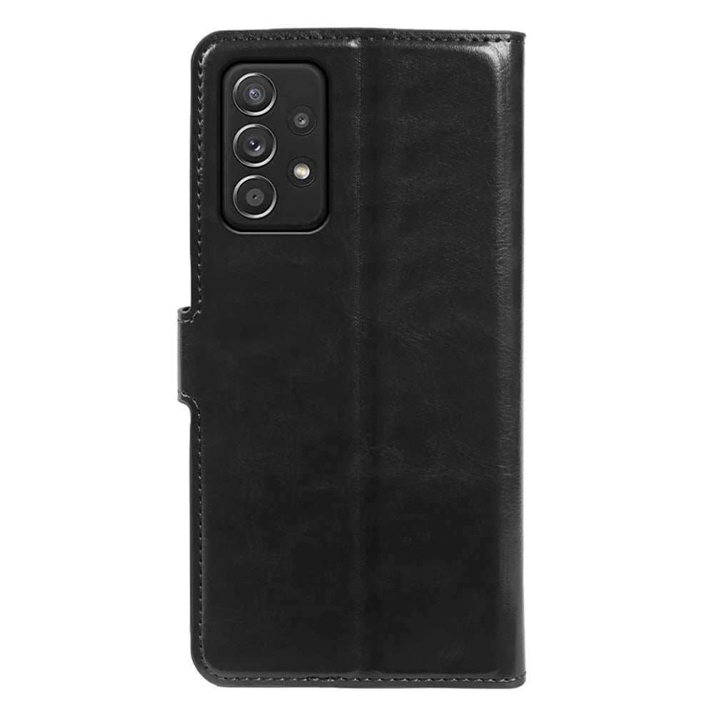Wallet Case for Samsung Galaxy A52s 5G  /  A52 4G  /  A52 5G Crazy Horse Texture Leather Flip Phone Cover with Magnetic Closure - Black - 7