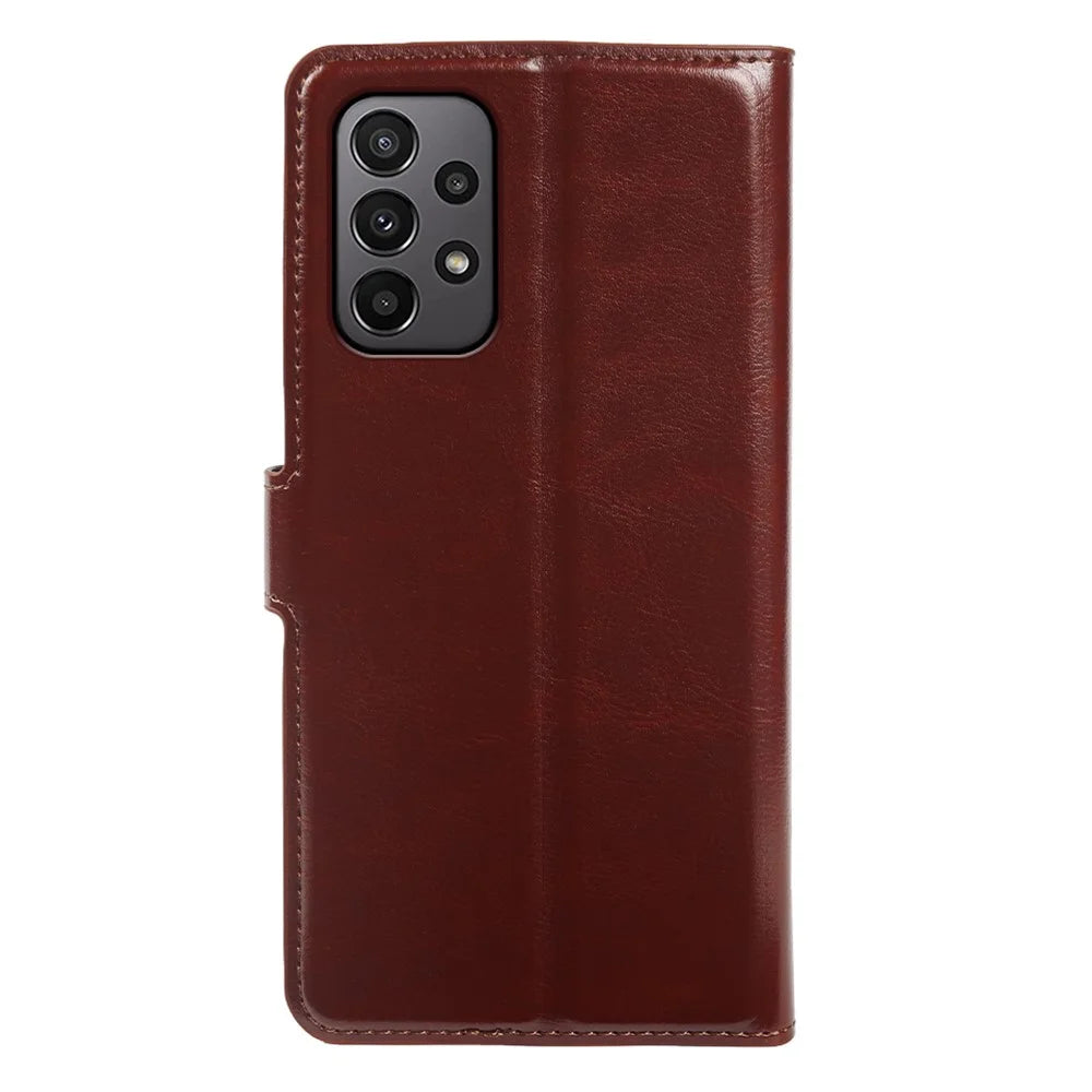 For Samsung Galaxy A23 5G (Global)  /  A23 4G Wallet Case Crazy Horse Texture Leather Flip Phone Cover with Magnetic Closure - Brown - 7