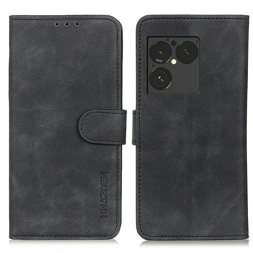 KHAZNEH For Sony Xperia 1 VIII Case PU Leather Retro Texture Phone Cover - Black - 1