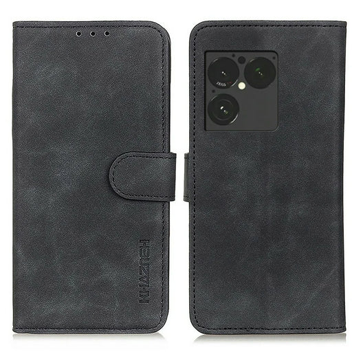 KHAZNEH For Sony Xperia 1 VIII Case PU Leather Retro Texture Phone Cover - Black - 1