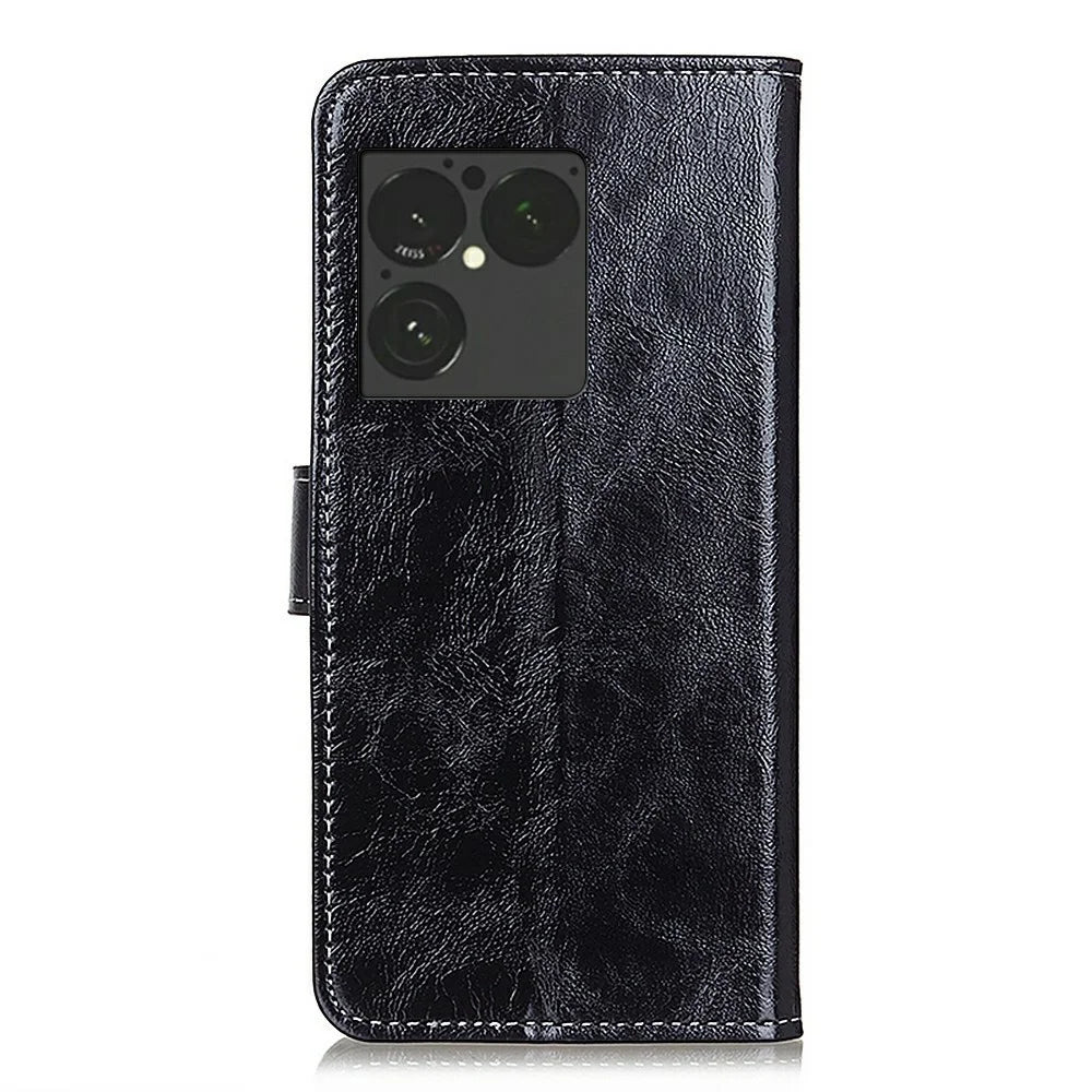For Sony Xperia 1 VIII Case Wallet Leather Phone Cover Crazy Horse Texture - Black - 6