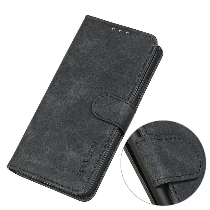 KHAZNEH For Google Pixel 11 Pro XL Case PU Leather Retro Texture Phone Cover - Black - 4