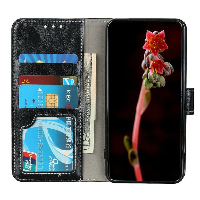 For Google Pixel 11 Pro XL Case Wallet Leather Phone Cover Crazy Horse Texture - Black - 3