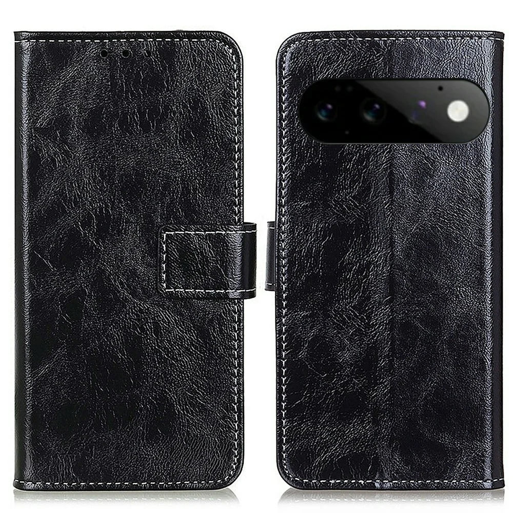 Case For Google Pixel 11  /  11 Pro Wallet Leather Phone Cover Crazy Horse Texture - Black - 1