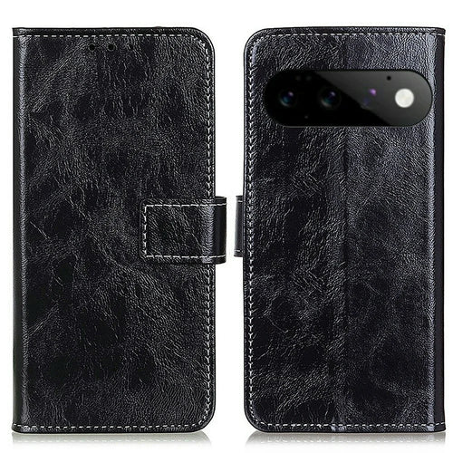 Case For Google Pixel 11  /  11 Pro Wallet Leather Phone Cover Crazy Horse Texture - Black - 1