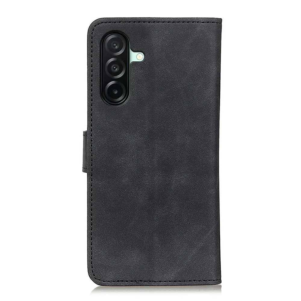 KHAZNEH For Samsung Galaxy A27 5G Case PU Leather Retro Texture Phone Cover - Black - 7