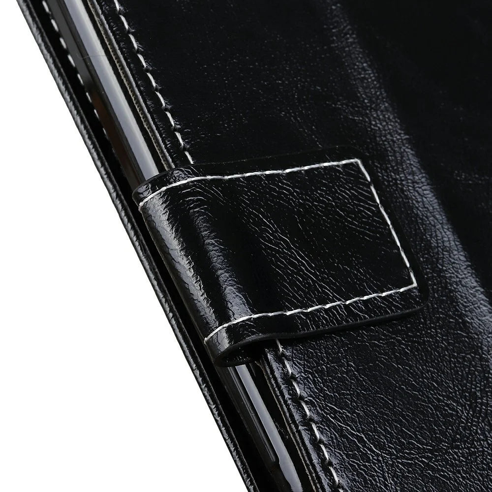 For Samsung Galaxy A27 5G Case Wallet Leather Phone Cover Crazy Horse Texture - Black - 4