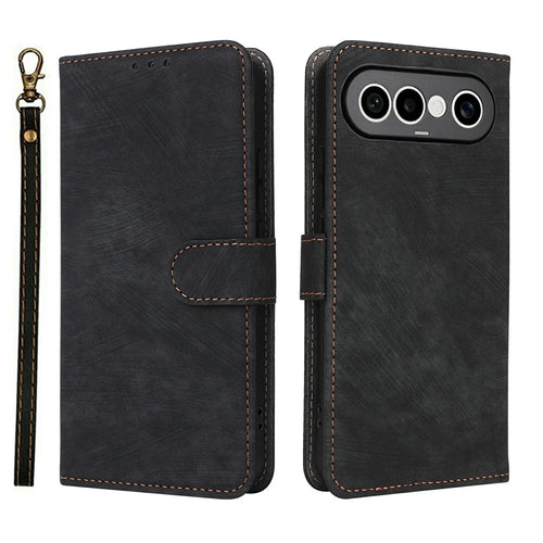 For vivo X300 FE 5G / S50 Pro mini 5G Wallet RFID Blocking PU Leather Phone Cover Stand with Strap - Black - 1