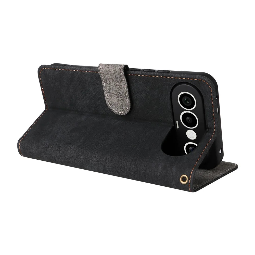 For vivo X300 FE 5G / S50 Pro mini 5G Wallet RFID Blocking PU Leather Phone Cover Stand with Strap - Black - 5