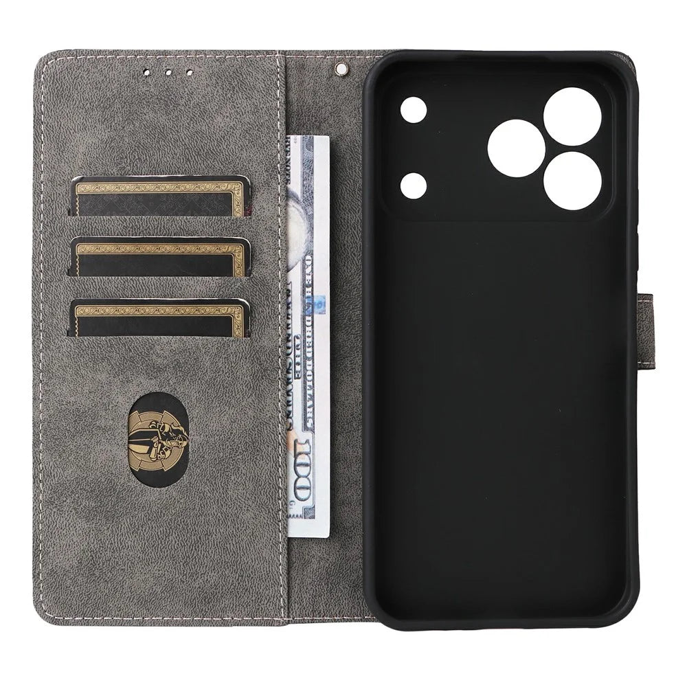 For TECNO Spark 50 4G Case Wallet RFID Blocking PU Leather Phone Cover Stand with Strap - Black - 3