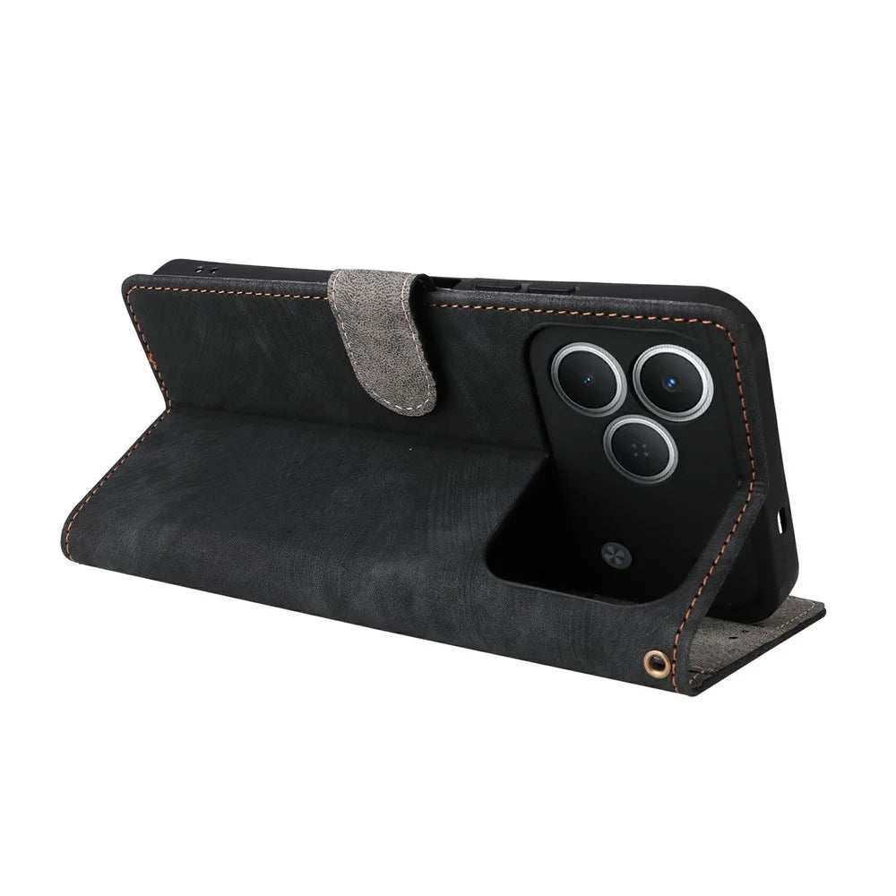 For TECNO Spark 50 4G Case Wallet RFID Blocking PU Leather Phone Cover Stand with Strap - Black - 5