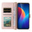 For TCL K70 SE 4G Leather Case Stand Wallet Phone Cover with Shoulder  /  Wrist Strap - Pink - 4