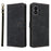 For TCL K70 SE 4G Case Wallet RFID Blocking PU Leather Phone Cover Stand with Strap - Black - 1