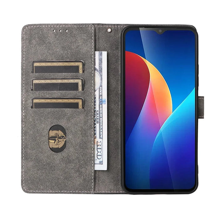 For TCL K70 SE 4G Case Wallet RFID Blocking PU Leather Phone Cover Stand with Strap - Black - 2