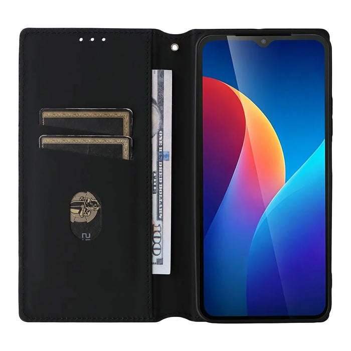 For TCL K70 SE 4G Case Wallet Rhombus Imprinted PU Leather Phone Cover - Silver - 3