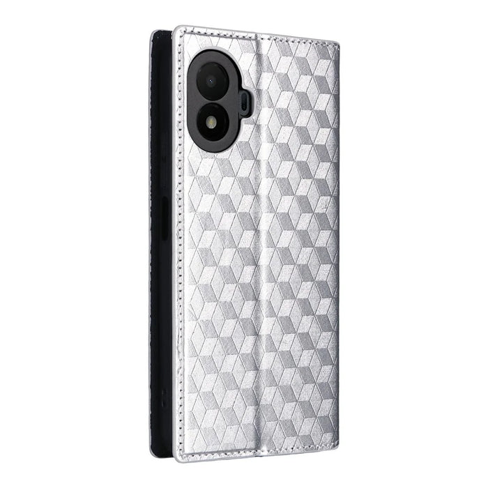 For TCL K70 SE 4G Case Wallet Rhombus Imprinted PU Leather Phone Cover - Silver - 7