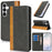 For Samsung Galaxy S26 Case Calf Texture 3 Card Slots Color Splicing Leather Phone Cover - Black+Yellow - 7