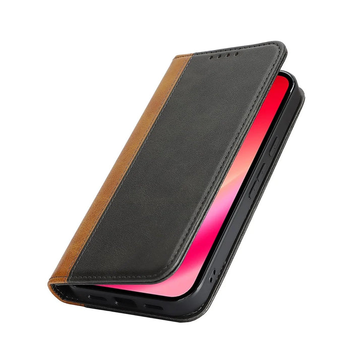 For Google Pixel 10a Case Calf Texture 3 Card Slots Color Splicing Leather Phone Cover - Black+Yellow - 7