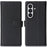For Samsung Galaxy Z Fold7 5G Stand Case Litchi Texture Genuine Cow Leather Wallet Phone Cover RFID Blocking - Black - 1
