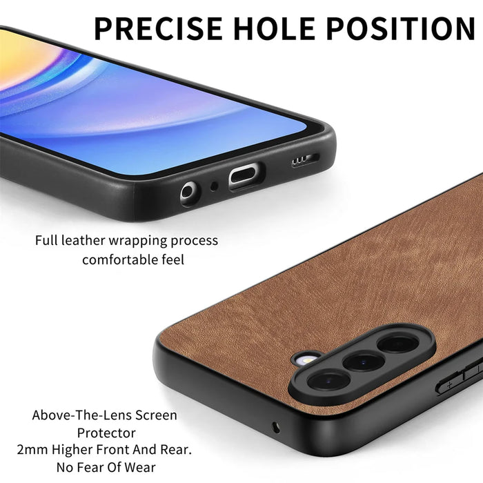 For Samsung Galaxy A27 5G Case Shockproof Slim Retro Leather Phone Back Cover - Brown - 3