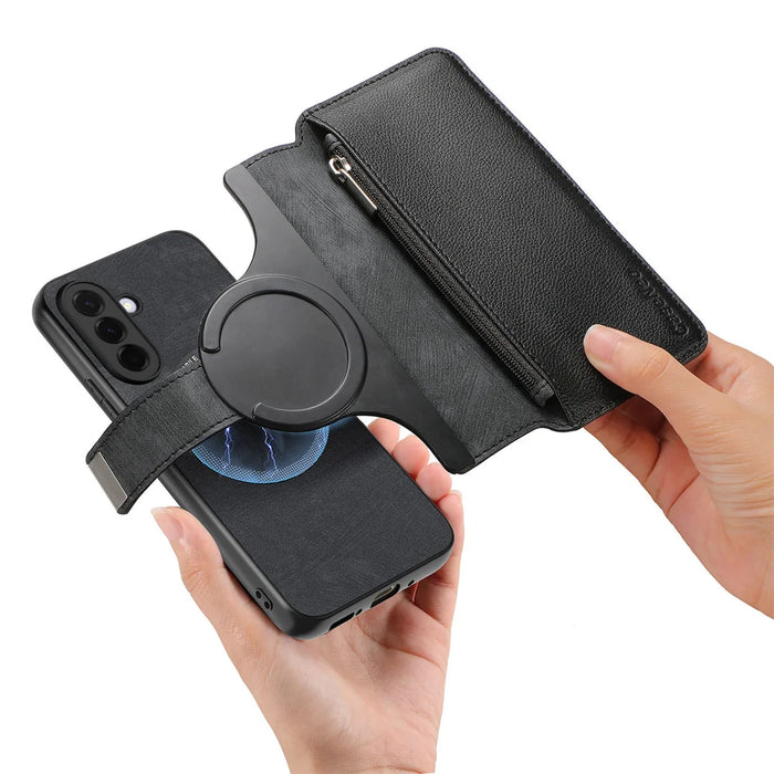CASENEO for Samsung Galaxy A27 5G Case  MW-02 Detachable Magnetic Leather Flip Phone Cover - Black - 5