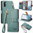 For Samsung Galaxy A27 5G Case RFID Blocking Zipper Pocket Leather Wallet Phone Cover with Strap - Green - 1