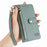 For Samsung Galaxy A27 5G Case RFID Blocking Zipper Pocket Leather Wallet Phone Cover with Strap - Green - 2