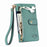 For Samsung Galaxy A27 5G Case RFID Blocking Zipper Pocket Leather Wallet Phone Cover with Strap - Green - 3