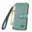 For Samsung Galaxy A27 5G Case RFID Blocking Zipper Pocket Leather Wallet Phone Cover with Strap - Green - 4
