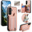 For Samsung Galaxy A27 5G Case RFID Blocking Card Holder Jeans Cloth Texture Leather Back Cover with Elastic Wristband - Pink - 1