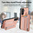 For Samsung Galaxy A27 5G Case RFID Blocking Card Holder Jeans Cloth Texture Leather Back Cover with Elastic Wristband - Pink - 6