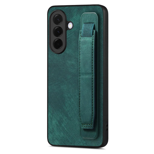For Samsung Galaxy A27 5G Case with Wristband Kickstand Leather + TPU Phone Cover - Green - 1