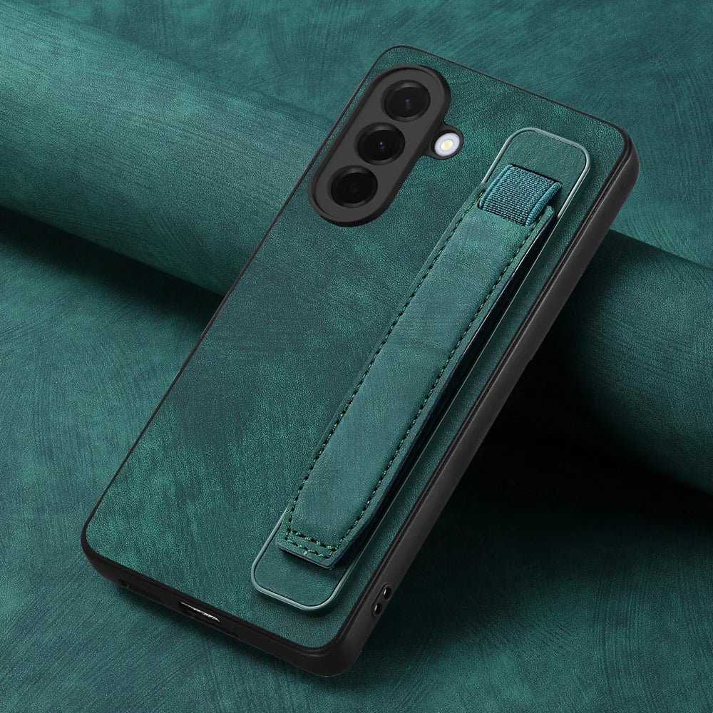 For Samsung Galaxy A27 5G Case with Wristband Kickstand Leather + TPU Phone Cover - Green - 4