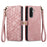 For Samsung Galaxy A27 5G Zipper Wallet Case Geometry Lines Leather Phone Cover with Strap - Pink - 2