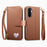 For Samsung Galaxy A27 5G Case Zipper Pocket  TPU PU Leather Wallet Phone Cover with Strap - Brown - 3