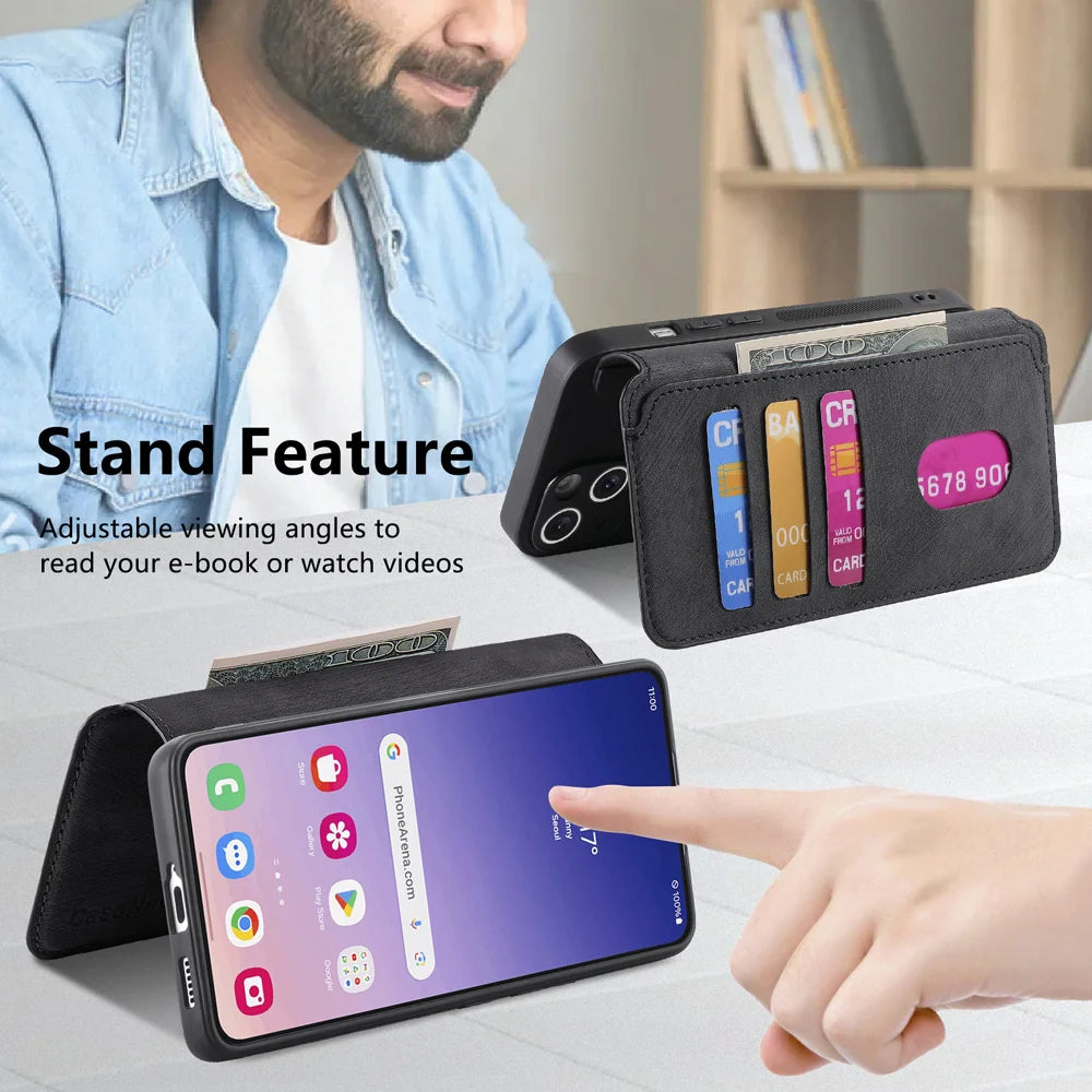 CASENEO for Samsung Galaxy A27 5G Magnetic Case  Detachable Leather Phone Wallet Cover - Black - 6