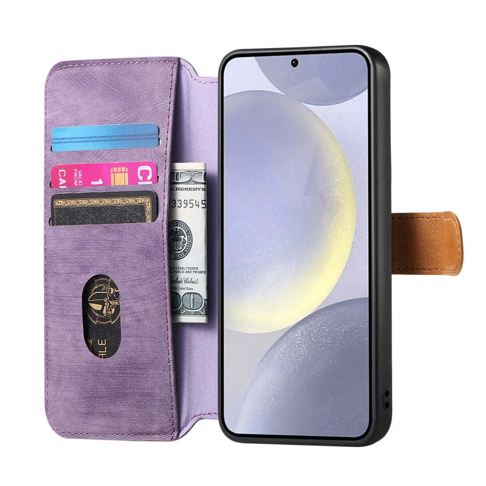 For Samsung Galaxy A27 5G Wallet Case For Xiaomi 15T Retro Leather Phone Cover with Wristband Kickstand - Pink - Purple - 4