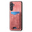 For Samsung Galaxy A27 5G Case Imprinted Pattern Card Holder Kickstand Leather Back Cover - Pink - 2