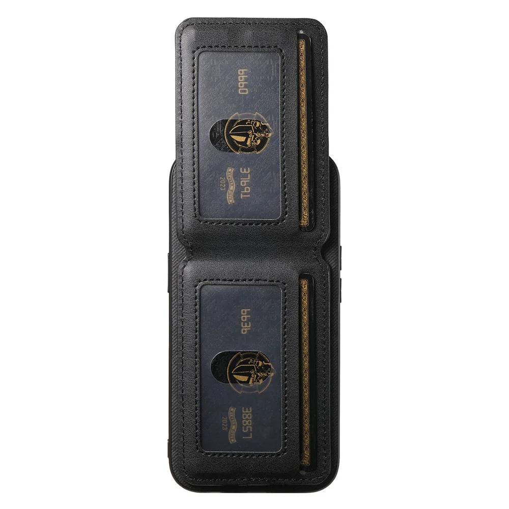 For Samsung Galaxy A27 5G Case Cloth Texture Leather + PC + TPU RFID Blocking Phone Cover with Card Holder - Black - 4