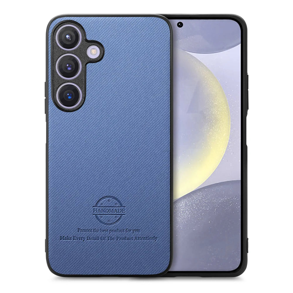 For Samsung Galaxy A27 5G Case Leather Phone Back Cover with Cloth Texture - Blue - 1