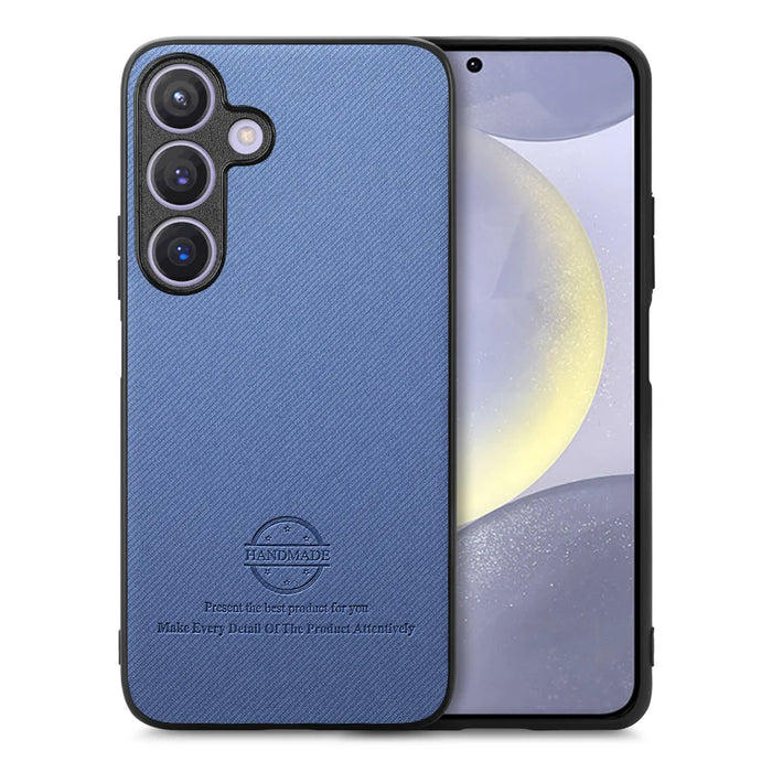 For Samsung Galaxy A27 5G Case Leather Phone Back Cover with Cloth Texture - Blue - 1